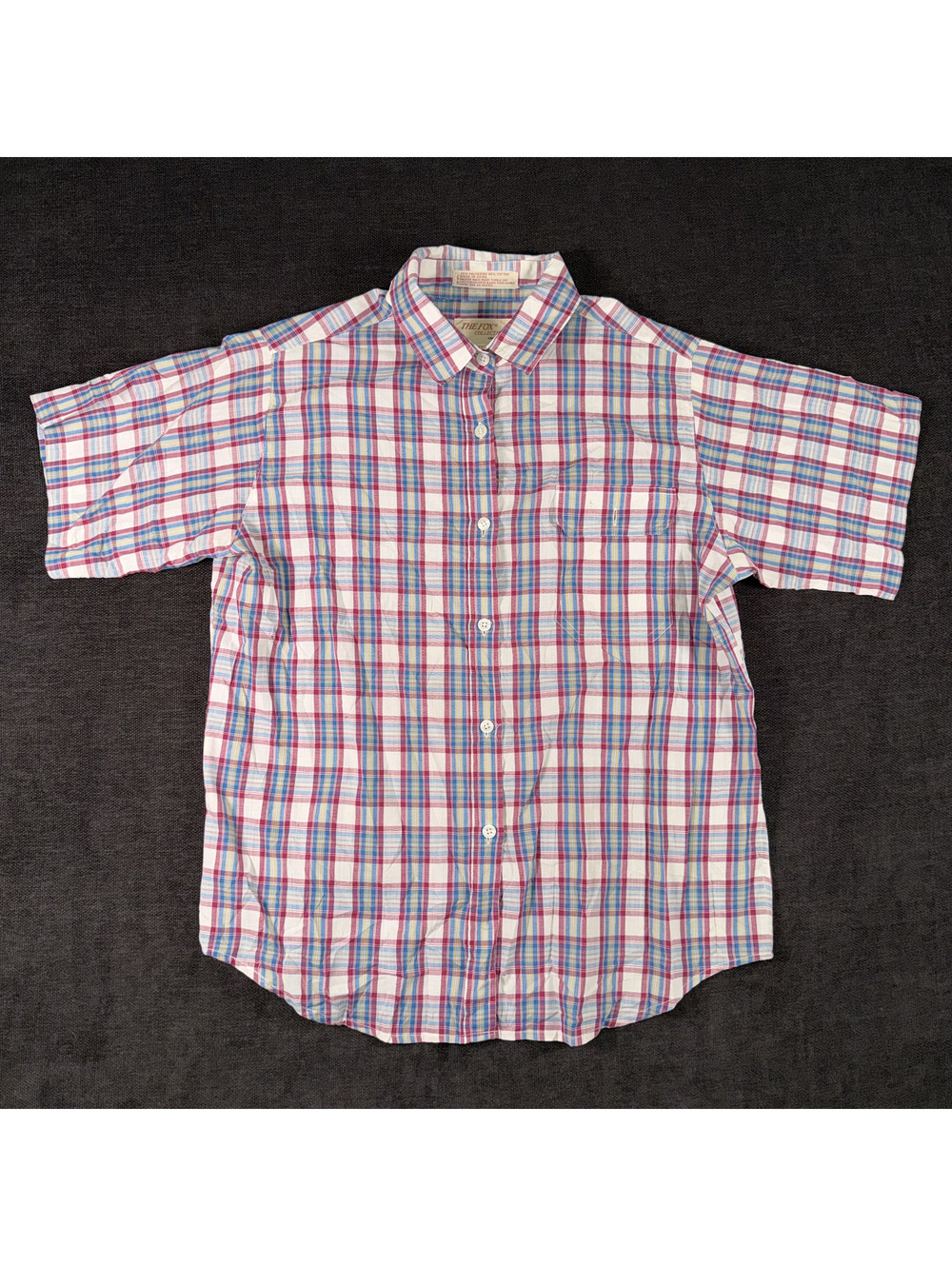 The Fox Collection Boys' Plaid Short Sleeve Button-Up Shirt Size 12